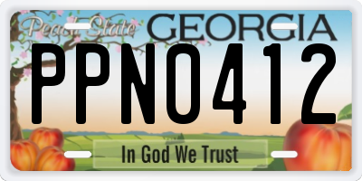 GA license plate PPN0412