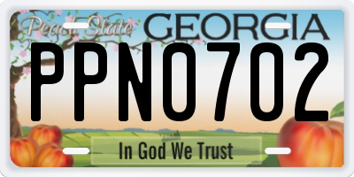 GA license plate PPN0702