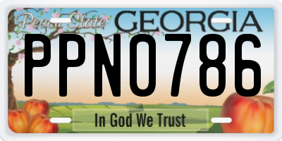 GA license plate PPN0786