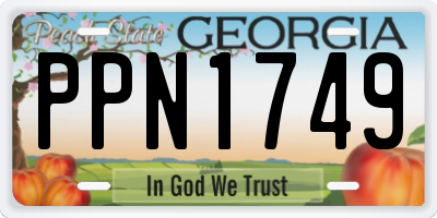 GA license plate PPN1749