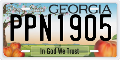 GA license plate PPN1905