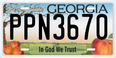 GA license plate PPN3670