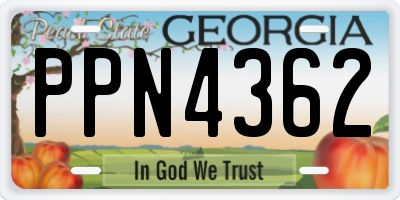 GA license plate PPN4362