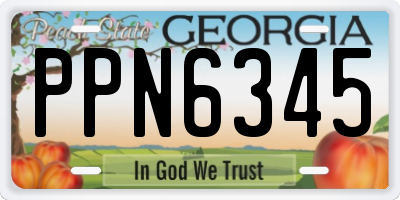 GA license plate PPN6345