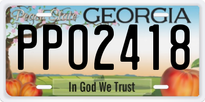 GA license plate PPO2418