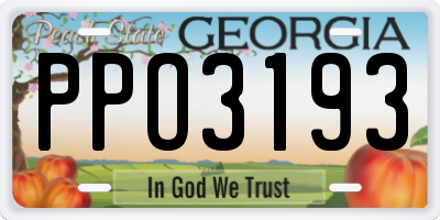GA license plate PPO3193