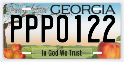GA license plate PPP0122