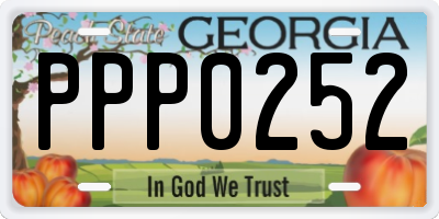 GA license plate PPP0252