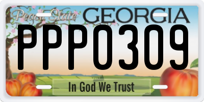 GA license plate PPP0309