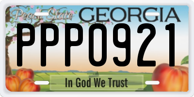 GA license plate PPP0921