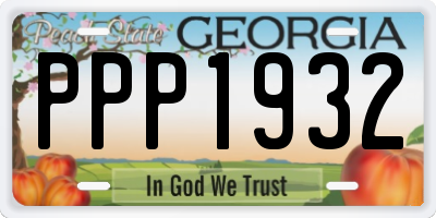 GA license plate PPP1932