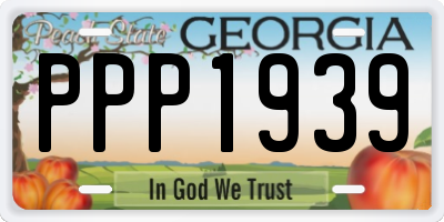 GA license plate PPP1939