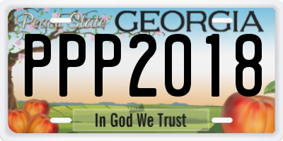 GA license plate PPP2018