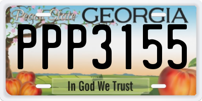 GA license plate PPP3155