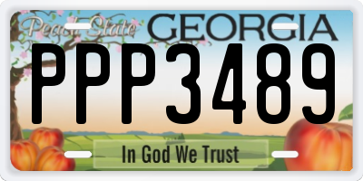 GA license plate PPP3489