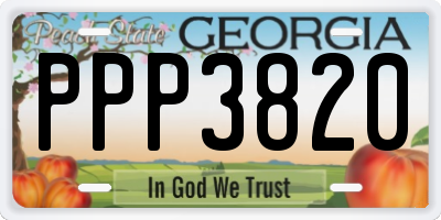 GA license plate PPP3820