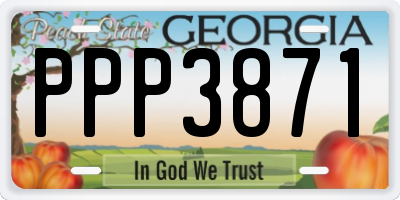 GA license plate PPP3871