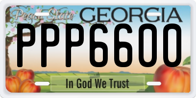 GA license plate PPP6600