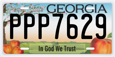 GA license plate PPP7629