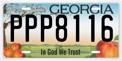 GA license plate PPP8116