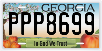 GA license plate PPP8699