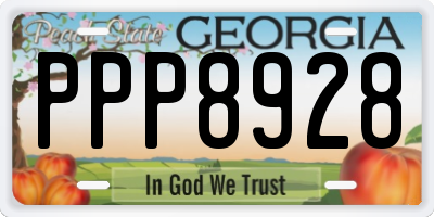 GA license plate PPP8928