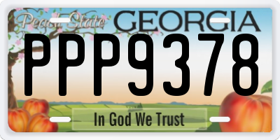 GA license plate PPP9378