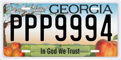 GA license plate PPP9994