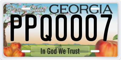 GA license plate PPQ0007