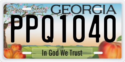 GA license plate PPQ1040