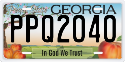 GA license plate PPQ2040
