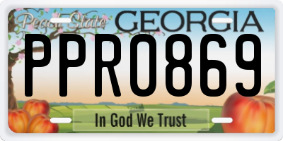 GA license plate PPR0869