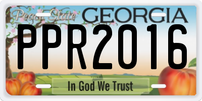 GA license plate PPR2016