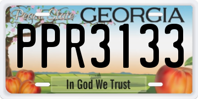 GA license plate PPR3133