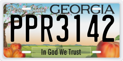 GA license plate PPR3142