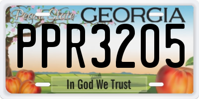 GA license plate PPR3205