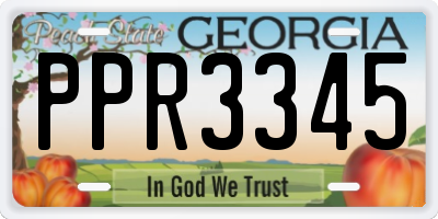 GA license plate PPR3345