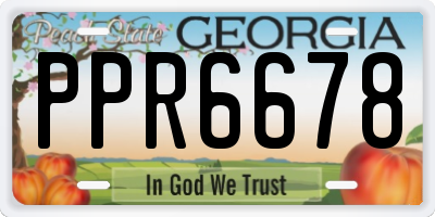 GA license plate PPR6678