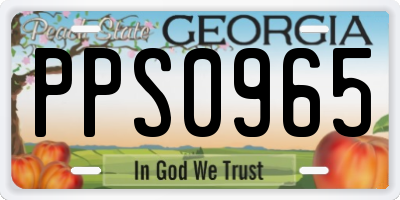GA license plate PPS0965