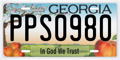 GA license plate PPS0980