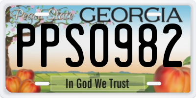 GA license plate PPS0982