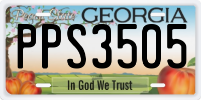 GA license plate PPS3505