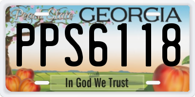 GA license plate PPS6118