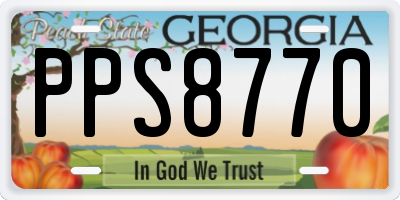 GA license plate PPS8770