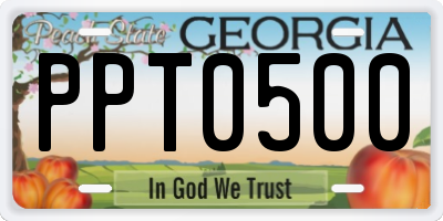 GA license plate PPT0500
