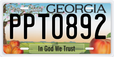 GA license plate PPT0892