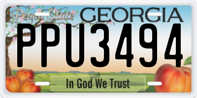GA license plate PPU3494