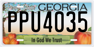 GA license plate PPU4035