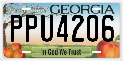 GA license plate PPU4206