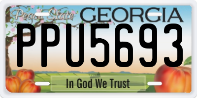 GA license plate PPU5693